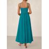 imagePRETTYGARDEN Womens Smocked Maxi Dresses 2025 Summer Beach Sundress Casual Spaghetti Strap Swing A Line Long Flowy DressLake Blue