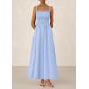 imagePRETTYGARDEN Womens Smocked Maxi Dresses 2025 Summer Beach Sundress Casual Spaghetti Strap Swing A Line Long Flowy DressLight Blue