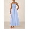 imagePRETTYGARDEN Womens Smocked Maxi Dresses 2025 Summer Beach Sundress Casual Spaghetti Strap Swing A Line Long Flowy DressLight Blue