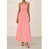 imagePRETTYGARDEN Womens Smocked Maxi Dresses 2025 Summer Beach Sundress Casual Spaghetti Strap Swing A Line Long Flowy DressPink