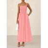 imagePRETTYGARDEN Womens Smocked Maxi Dresses 2025 Summer Beach Sundress Casual Spaghetti Strap Swing A Line Long Flowy DressPink