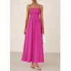 imagePRETTYGARDEN Womens Smocked Maxi Dresses 2025 Summer Beach Sundress Casual Spaghetti Strap Swing A Line Long Flowy DressRose Red