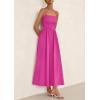 imagePRETTYGARDEN Womens Smocked Maxi Dresses 2025 Summer Beach Sundress Casual Spaghetti Strap Swing A Line Long Flowy DressRose Red