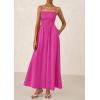imagePRETTYGARDEN Womens Smocked Maxi Dresses 2025 Summer Beach Sundress Casual Spaghetti Strap Swing A Line Long Flowy DressRose Red
