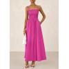 imagePRETTYGARDEN Womens Smocked Maxi Dresses 2025 Summer Beach Sundress Casual Spaghetti Strap Swing A Line Long Flowy DressRose Red