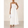 imagePRETTYGARDEN Womens Smocked Maxi Dresses 2025 Summer Beach Sundress Casual Spaghetti Strap Swing A Line Long Flowy DressWhite