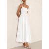 imagePRETTYGARDEN Womens Smocked Maxi Dresses 2025 Summer Beach Sundress Casual Spaghetti Strap Swing A Line Long Flowy DressWhite