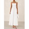 imagePRETTYGARDEN Womens Smocked Maxi Dresses 2025 Summer Beach Sundress Casual Spaghetti Strap Swing A Line Long Flowy DressWhite