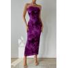 imagePRETTYGARDEN Womens Summer Maxi Bodycon Dresses Strapless Tube Top Printed Long Party Club Slit DressFloral Purple