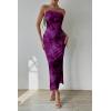 imagePRETTYGARDEN Womens Summer Maxi Bodycon Dresses Strapless Tube Top Printed Long Party Club Slit DressFloral Purple
