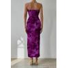 imagePRETTYGARDEN Womens Summer Maxi Bodycon Dresses Strapless Tube Top Printed Long Party Club Slit DressFloral Purple