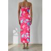 imagePRETTYGARDEN Womens Summer Maxi Bodycon Dresses Strapless Tube Top Printed Long Party Club Slit DressFloral Rose Red