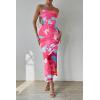 imagePRETTYGARDEN Womens Summer Maxi Bodycon Dresses Strapless Tube Top Printed Long Party Club Slit DressFloral Rose Red