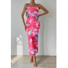 imagePRETTYGARDEN Womens Summer Maxi Bodycon Dresses Strapless Tube Top Printed Long Party Club Slit DressFloral Rose Red