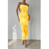 imagePRETTYGARDEN Womens Summer Maxi Bodycon Dresses Strapless Tube Top Printed Long Party Club Slit DressFloral Yellow