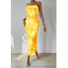 imagePRETTYGARDEN Womens Summer Maxi Bodycon Dresses Strapless Tube Top Printed Long Party Club Slit DressFloral Yellow