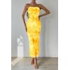 imagePRETTYGARDEN Womens Summer Maxi Bodycon Dresses Strapless Tube Top Printed Long Party Club Slit DressFloral Yellow