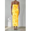 imagePRETTYGARDEN Womens Summer Maxi Bodycon Dresses Strapless Tube Top Printed Long Party Club Slit DressFloral Yellow
