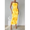imagePRETTYGARDEN Womens Summer Maxi Bodycon Dresses Strapless Tube Top Printed Long Party Club Slit DressFloral Yellow