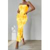 imagePRETTYGARDEN Womens Summer Maxi Bodycon Dresses Strapless Tube Top Printed Long Party Club Slit DressFloral Yellow