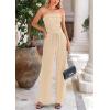 imagePRETTYGARDEN Womens Summer Outfits 2 Piece Sets Casual Ribbed Knit Crop Tube Top Wide Leg Pants Spring Matching Lounge SetApricot