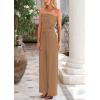 imagePRETTYGARDEN Womens Summer Outfits 2 Piece Sets Casual Ribbed Knit Crop Tube Top Wide Leg Pants Spring Matching Lounge SetCamel