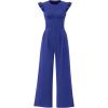 imagePRETTYGARDEN Summer Jumpsuits for Women Dressy 2025 Casual Ruffle Cap Sleeves Romper Crew Neck Rib Knit One Piece OutfitsRoyal Blue