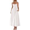 imagePRETTYGARDEN Womens Smocked Maxi Dresses 2025 Summer Beach Sundress Casual Spaghetti Strap Swing A Line Long Flowy DressWhite