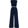 imagePRETTYGARDEN Womens Summer Outfits 2 Piece Sets Casual Ribbed Knit Crop Tube Top Wide Leg Pants Spring Matching Lounge SetNavy