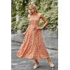 imagePRETTYGARDEN Womens Summer Floral Maxi Sun Dress Sleeveless Halter Neck Flowy Ruffle Hem Long Boho Dresses with BeltFloral Apricot