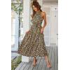 imagePRETTYGARDEN Womens Summer Floral Maxi Sun Dress Sleeveless Halter Neck Flowy Ruffle Hem Long Boho Dresses with BeltFloral Black
