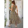 imagePRETTYGARDEN Womens Summer Floral Maxi Sun Dress Sleeveless Halter Neck Flowy Ruffle Hem Long Boho Dresses with BeltFloral Black