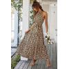 imagePRETTYGARDEN Womens Summer Floral Maxi Sun Dress Sleeveless Halter Neck Flowy Ruffle Hem Long Boho Dresses with BeltFloral Blue