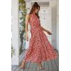imagePRETTYGARDEN Womens Summer Floral Maxi Sun Dress Sleeveless Halter Neck Flowy Ruffle Hem Long Boho Dresses with BeltFloral Pink