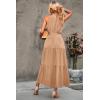 imagePRETTYGARDEN Womens Summer Floral Maxi Sun Dress Sleeveless Halter Neck Flowy Ruffle Hem Long Boho Dresses with BeltSolid Apricot