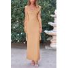 imagePRETTYGARDEN Womens Summer Long Formal Wedding Guest Dress Sleeveless Ruffle Cocktail Party Maxi Bodycon DressesApricot