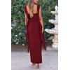 imagePRETTYGARDEN Womens Summer Long Formal Wedding Guest Dress Sleeveless Ruffle Cocktail Party Maxi Bodycon DressesDark Wine Red