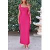 imagePRETTYGARDEN Womens Summer Long Formal Wedding Guest Dress Sleeveless Ruffle Cocktail Party Maxi Bodycon DressesRose Red