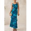 imagePRETTYGARDEN Maxi Dresses for Women 2025 Summer Tiered Floral Beach Sundress Spaghetti Strap Wedding Guest Long DressPrint Blue Green