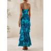 imagePRETTYGARDEN Maxi Dresses for Women 2025 Summer Tiered Floral Beach Sundress Spaghetti Strap Wedding Guest Long DressPrint Blue Green