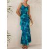 imagePRETTYGARDEN Maxi Dresses for Women 2025 Summer Tiered Floral Beach Sundress Spaghetti Strap Wedding Guest Long DressPrint Blue Green