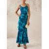 imagePRETTYGARDEN Maxi Dresses for Women 2025 Summer Tiered Floral Beach Sundress Spaghetti Strap Wedding Guest Long DressPrint Blue Green