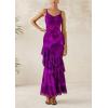 imagePRETTYGARDEN Maxi Dresses for Women 2025 Summer Tiered Floral Beach Sundress Spaghetti Strap Wedding Guest Long DressPrint Purple