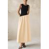 imagePRETTYGARDEN Womens Maxi Sundress Casual Summer 2025 Sleeveless Asymmetrical Drop Waist Patchwork Long Flowy Tank DressesBeige Black