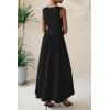 imagePRETTYGARDEN Womens Maxi Sundress Casual Summer 2025 Sleeveless Asymmetrical Drop Waist Patchwork Long Flowy Tank DressesBlack White