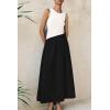 imagePRETTYGARDEN Womens Maxi Sundress Casual Summer 2025 Sleeveless Asymmetrical Drop Waist Patchwork Long Flowy Tank DressesBlack White