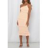 imagePRETTYGARDEN Womens Summer Midi Bodycon Dresses One Shoulder Strappy Tiered Ruffle Floral Boho Sun DressSolid Apricot