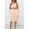 imagePRETTYGARDEN Womens Summer Midi Bodycon Dresses One Shoulder Strappy Tiered Ruffle Floral Boho Sun DressSolid Apricot