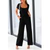 imagePRETTYGARDEN Womens Summer One Piece Jumpsuits Dressy Casual Short Sleeve Square Neck Wide Leg Jumpsuit RompersBlack