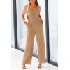 imagePRETTYGARDEN Womens Summer One Piece Jumpsuits Dressy Casual Short Sleeve Square Neck Wide Leg Jumpsuit RompersCamel